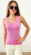 Washed Ribbed Tank Top - Candy Pink-100 Sleeveless Tops-Zenana-Coastal Bloom Boutique, find the trendiest versions of the popular styles and looks Located in Indialantic, FL