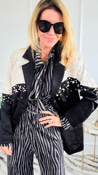 Midnight Pearl Couture Blazer-160 Jackets-LA ROS-Coastal Bloom Boutique, find the trendiest versions of the popular styles and looks Located in Indialantic, FL