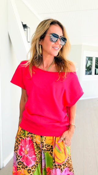 Off-Shoulder Comfort Top - Candy Red