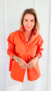 Power Move Pocket Italian Shirt- Orange-110 short Sleeve Top-IT UNIQ-Coastal Bloom Boutique, find the trendiest versions of the popular styles and looks Located in Indialantic, FL
