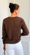 Round Neck Basic Sweater - Brown-140 Sweaters-Zenana-Coastal Bloom Boutique, find the trendiest versions of the popular styles and looks Located in Indialantic, FL