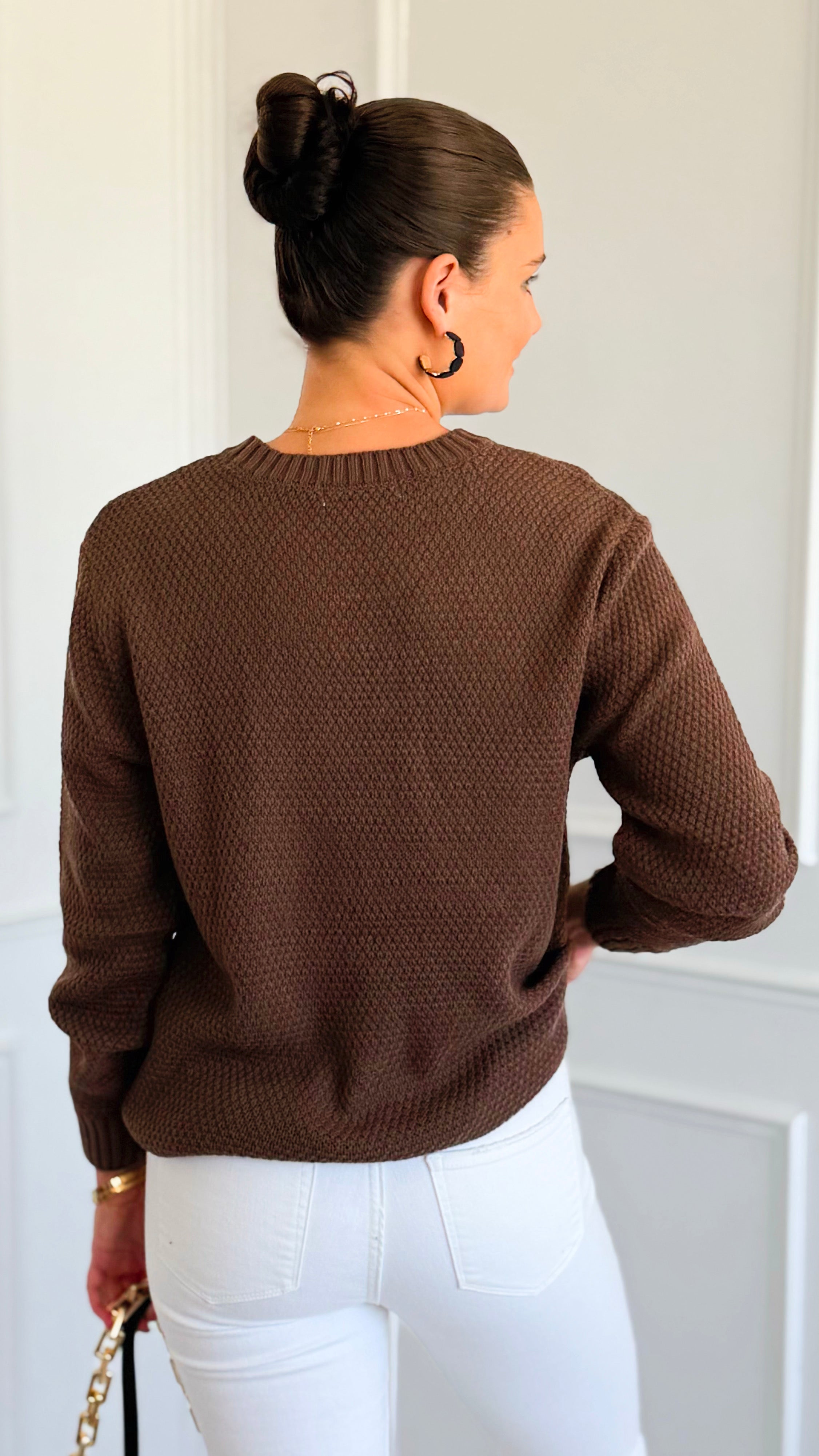 Round Neck Basic Sweater - Brown-140 Sweaters-Zenana-Coastal Bloom Boutique, find the trendiest versions of the popular styles and looks Located in Indialantic, FL