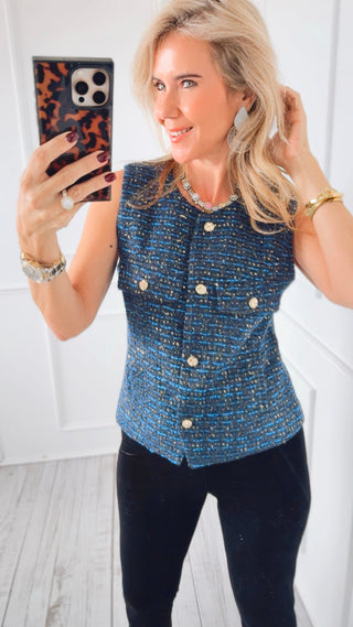 Sequin Tweed Vest