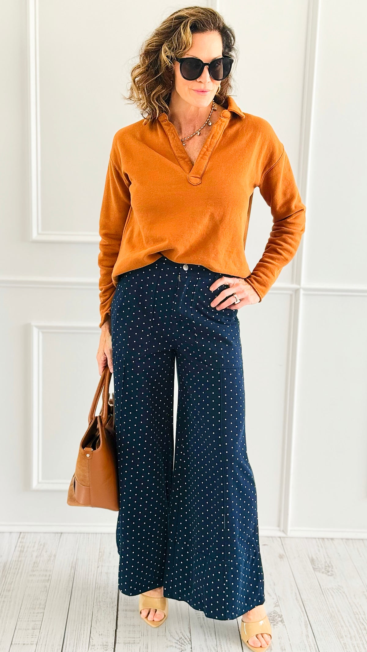 Dotted Debut Pant-170 Bottoms-DAVI & DANI-Coastal Bloom Boutique, find the trendiest versions of the popular styles and looks Located in Indialantic, FL
