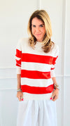 Chic Stripe Knit Sweater-130 Long Sleeve Set-Lovelo x GeeGee-Coastal Bloom Boutique, find the trendiest versions of the popular styles and looks Located in Indialantic, FL