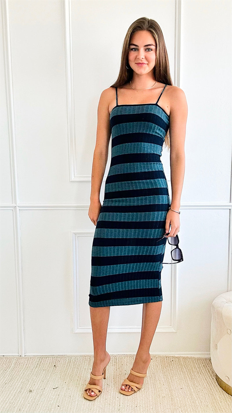 Striped Knit Long Dress-200 dresses/jumpsuits/rompers-BucketList-Coastal Bloom Boutique, find the trendiest versions of the popular styles and looks Located in Indialantic, FL