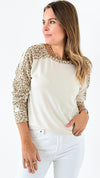 Knit Trim Contrast Sleeve Sweater-140 Sweaters-mystree-Coastal Bloom Boutique, find the trendiest versions of the popular styles and looks Located in Indialantic, FL