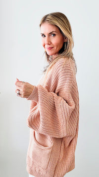 Sugar High Italian Cardigan-Blush-150 Cardigans/Layers-Yolly-Coastal Bloom Boutique, find the trendiest versions of the popular styles and looks Located in Indialantic, FL