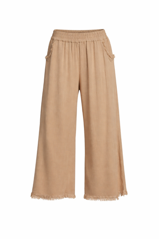 Fringe Escape Wide-Leg Pants - Latte