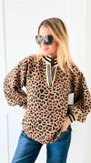 Textured Leopard Puff Sleeve Top-130 Long Sleeve Tops-JODIFL-Coastal Bloom Boutique, find the trendiest versions of the popular styles and looks Located in Indialantic, FL