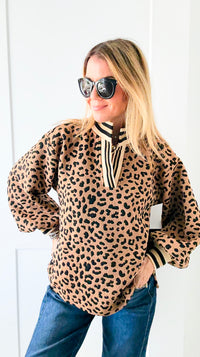 Textured Leopard Puff Sleeve Top-130 Long Sleeve Tops-JODIFL-Coastal Bloom Boutique, find the trendiest versions of the popular styles and looks Located in Indialantic, FL