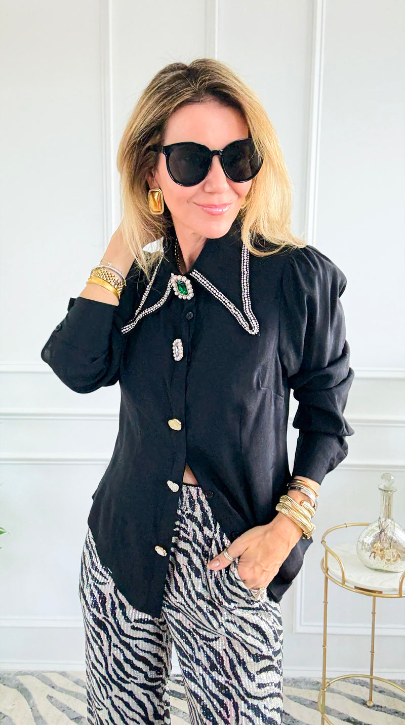 Midnight Spark Blouse-110 Long Sleeve Tops-A. Peach-Coastal Bloom Boutique, find the trendiest versions of the popular styles and looks Located in Indialantic, FL