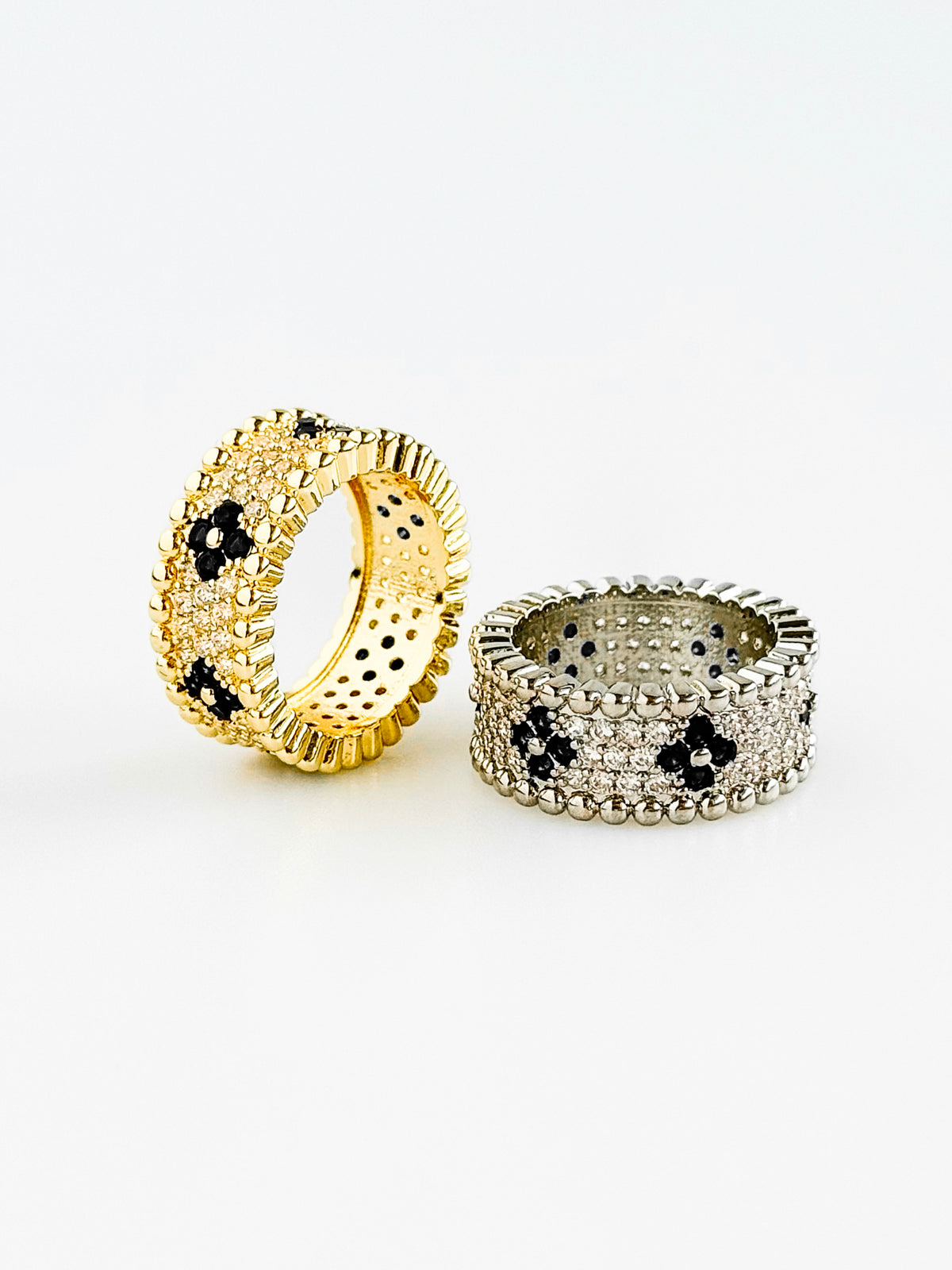Micropave Clover Band Ring - Black-230 Jewelry-JOSEPH ANTHONY-Coastal Bloom Boutique, find the trendiest versions of the popular styles and looks Located in Indialantic, FL