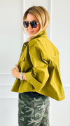 Everyday Cropped Italian Button- Down Top- Pistachio