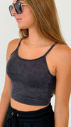 Stone Washed Seamless Tank Top - Black-220 Intimates-Zenana-Coastal Bloom Boutique, find the trendiest versions of the popular styles and looks Located in Indialantic, FL