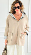 Modern Comfort Italian Zip- Up Hoodie Jacket-160 Jackets-BONITO SRL-Coastal Bloom Boutique, find the trendiest versions of the popular styles and looks Located in Indialantic, FL