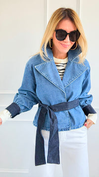 Contrast Charm Denim Jacket-160 Jackets-ROUSSEAU-Coastal Bloom Boutique, find the trendiest versions of the popular styles and looks Located in Indialantic, FL