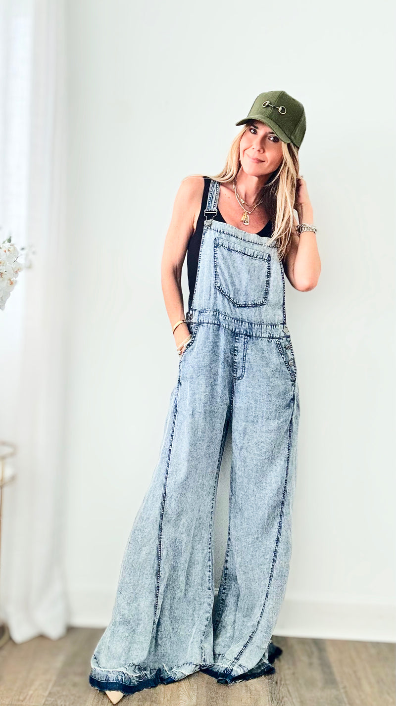 Fabulous in Flare Acid Wash Jumpsuit-200 Dresses/Jumpsuits/Rompers-ee:some-Coastal Bloom Boutique, find the trendiest versions of the popular styles and looks Located in Indialantic, FL