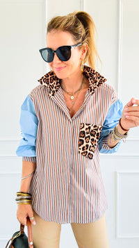 Bold Moves Mixed Italian Shirt-110 Long Sleeve Tops-SEÑORITA C-Coastal Bloom Boutique, find the trendiest versions of the popular styles and looks Located in Indialantic, FL