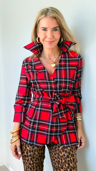 Everly Wrap Top – Highland Tartan