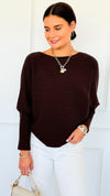 Ribbed Italian Pullover- Chocolate-140 Sweaters-Italianissimo-Coastal Bloom Boutique, find the trendiest versions of the popular styles and looks Located in Indialantic, FL