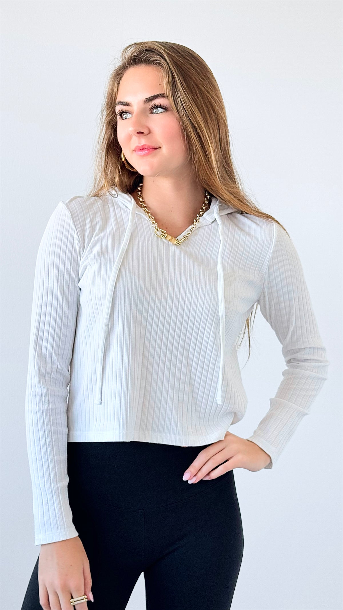 Breezy Ribbed Lounge Hoodie Top-110 Long Sleeve Tops-Yummie-Coastal Bloom Boutique, find the trendiest versions of the popular styles and looks Located in Indialantic, FL