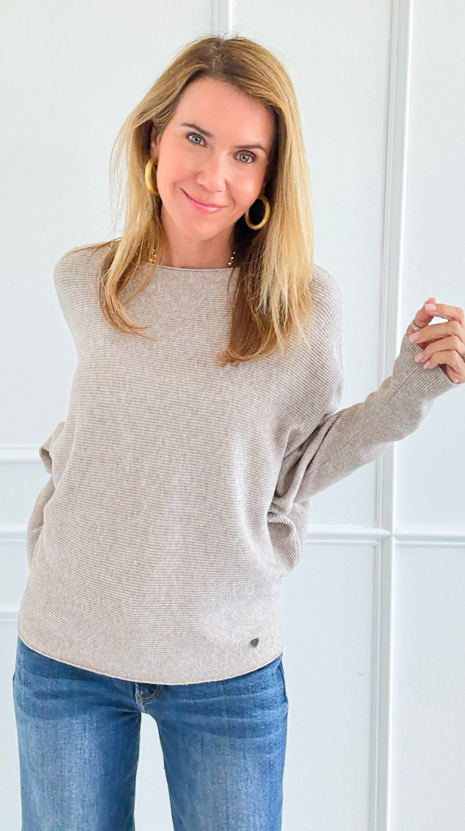 Ribbed Italian Pullover- Mocha-140 Sweaters-Italianissimo-Coastal Bloom Boutique, find the trendiest versions of the popular styles and looks Located in Indialantic, FL