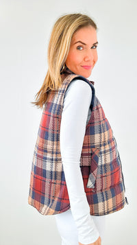 Highland Plaid Puffer Vest-160 Jackets-Staccato-Coastal Bloom Boutique, find the trendiest versions of the popular styles and looks Located in Indialantic, FL