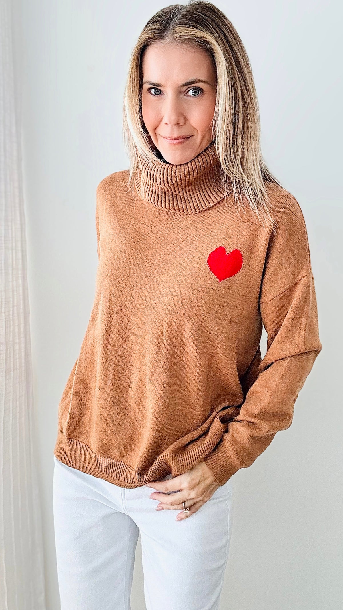 Ribbed Love Italian Turtleneck - Camel-140 Sweaters-Germany-Coastal Bloom Boutique, find the trendiest versions of the popular styles and looks Located in Indialantic, FL