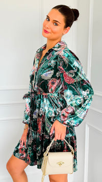 Paisley Poem Tiered Velvet Dress-200 Dresses/Jumpsuits/Rompers-JODIFL-Coastal Bloom Boutique, find the trendiest versions of the popular styles and looks Located in Indialantic, FL