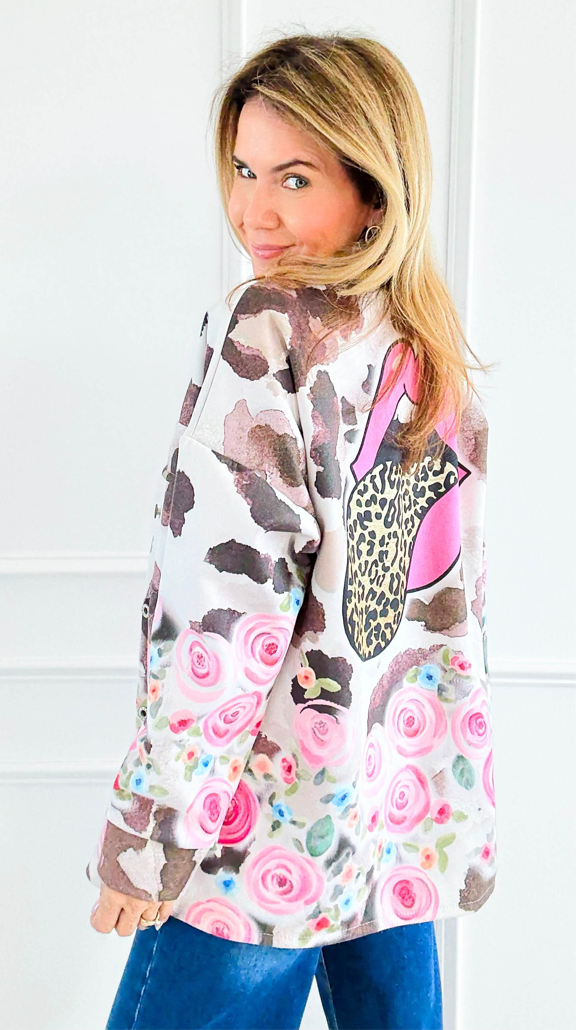 Wild Flowers High Point Italian Jacket-160 Jackets-GI STUDIO-Coastal Bloom Boutique, find the trendiest versions of the popular styles and looks Located in Indialantic, FL