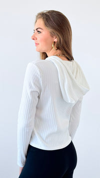 Breezy Ribbed Lounge Hoodie Top-110 Long Sleeve Tops-Yummie-Coastal Bloom Boutique, find the trendiest versions of the popular styles and looks Located in Indialantic, FL