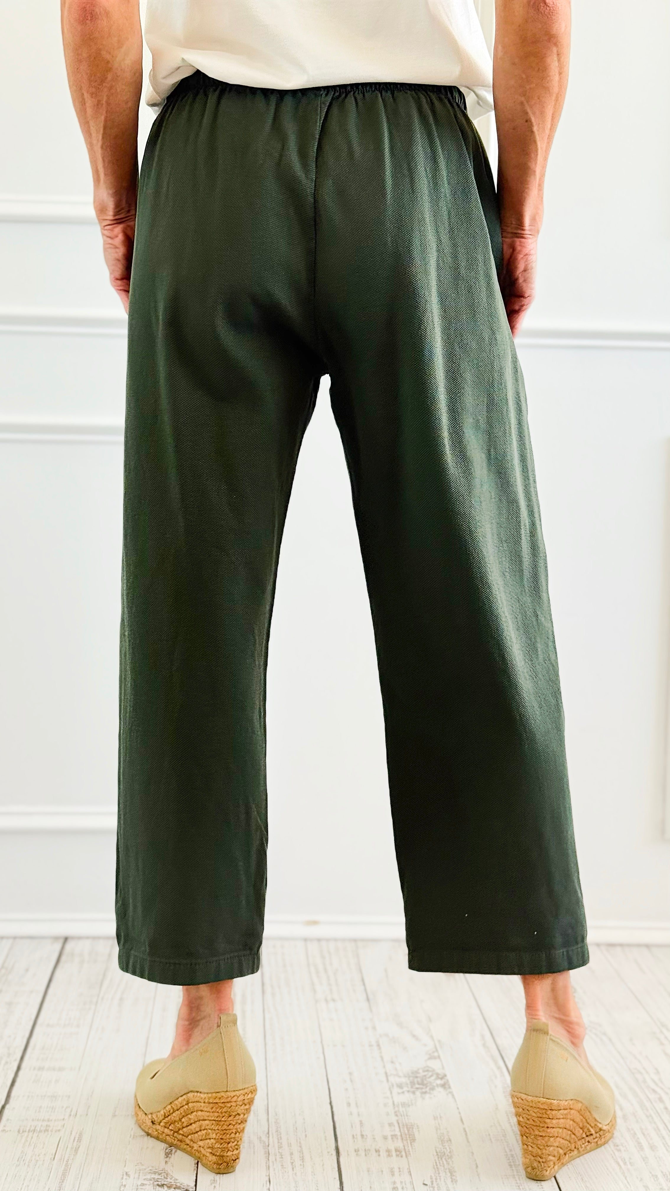 Italian Cropped Textured Woven Joggers-Fatigue-100 Pants-V SKY-Coastal Bloom Boutique, find the trendiest versions of the popular styles and looks Located in Indialantic, FL