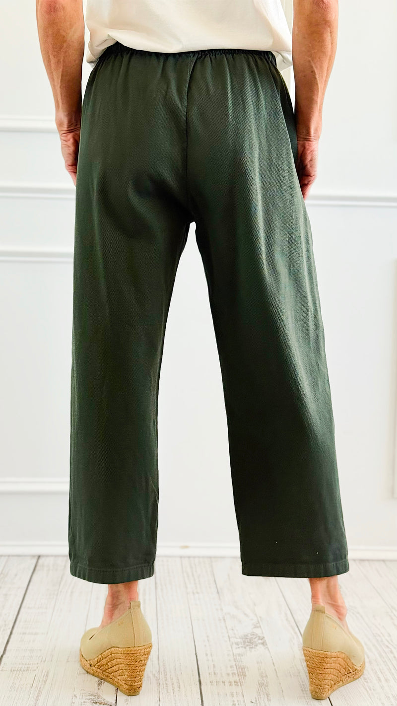 Italian Cropped Textured Woven Joggers-Fatigue-100 Pants-V SKY-Coastal Bloom Boutique, find the trendiest versions of the popular styles and looks Located in Indialantic, FL