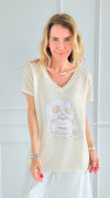 Perfume FlowerShimmer V-Neck Italian Top-110 short Sleeve Top-Italianissimo-Coastal Bloom Boutique, find the trendiest versions of the popular styles and looks Located in Indialantic, FL