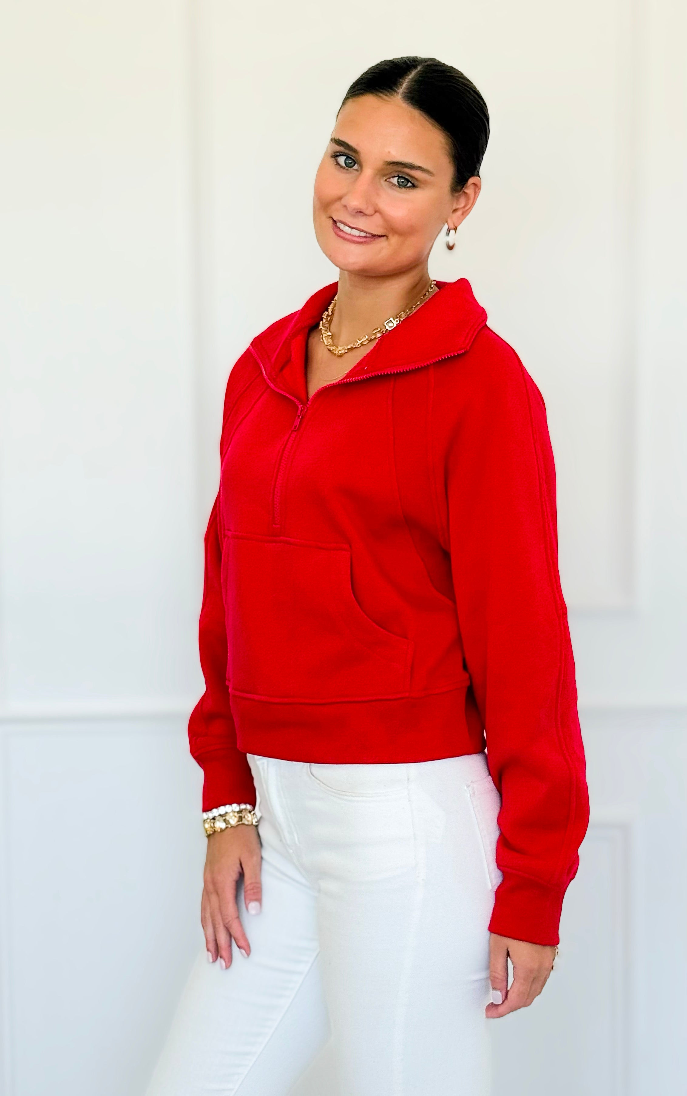 Mist Over Capri Sweatshirt - Ruby-130 Long Sleeve Tops-Zenana-Coastal Bloom Boutique, find the trendiest versions of the popular styles and looks Located in Indialantic, FL