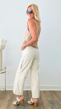 Little Moments Straight Leg Cargo Pants - Cream-170 Bottoms-On Twelfth-Coastal Bloom Boutique, find the trendiest versions of the popular styles and looks Located in Indialantic, FL