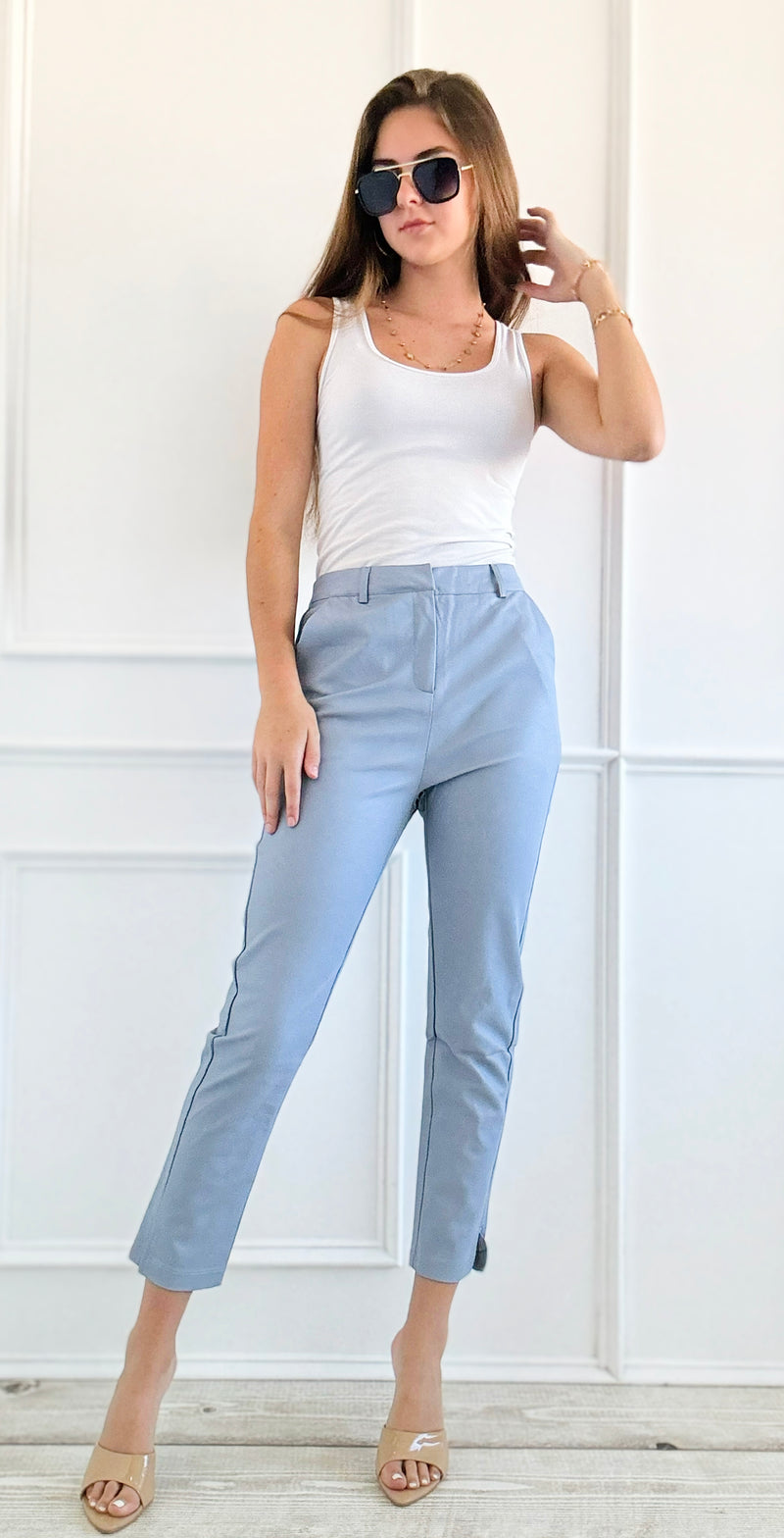 Polished Perfection Slim Pant -Dusty Blue-170 Bottoms-Michel-Coastal Bloom Boutique, find the trendiest versions of the popular styles and looks Located in Indialantic, FL