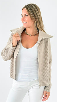 Cozy Luxe Ribbed Zip Cardigan-130 Long sleeve top-YELETE-Coastal Bloom Boutique, find the trendiest versions of the popular styles and looks Located in Indialantic, FL