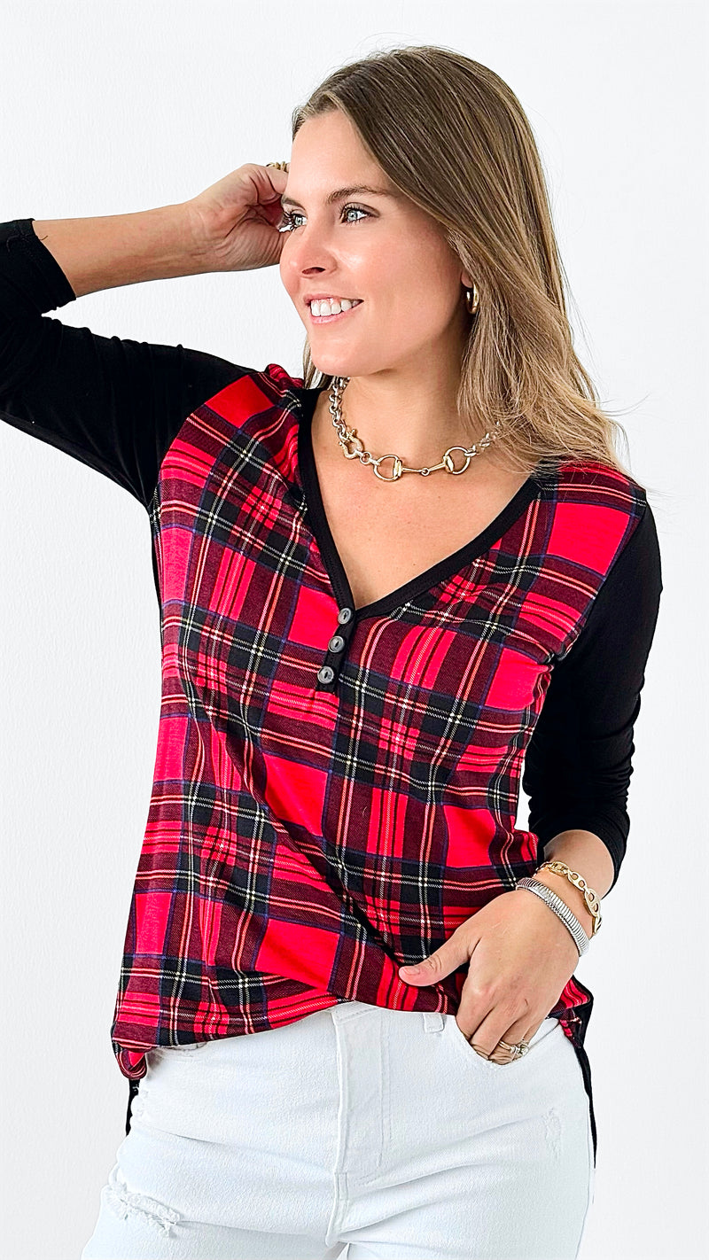Plaid Charm Button-Up Top-110 Long Sleeve Tops-a.gain-Coastal Bloom Boutique, find the trendiest versions of the popular styles and looks Located in Indialantic, FL