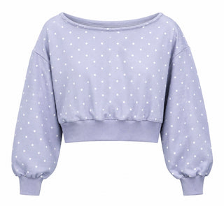 Polka Dot Off-Shoulder Top - Lt Blue