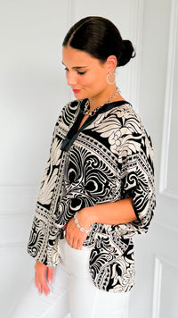 Sketchbook Stroll Popover Top-110 Short Sleeve Tops-GIGIO-Coastal Bloom Boutique, find the trendiest versions of the popular styles and looks Located in Indialantic, FL