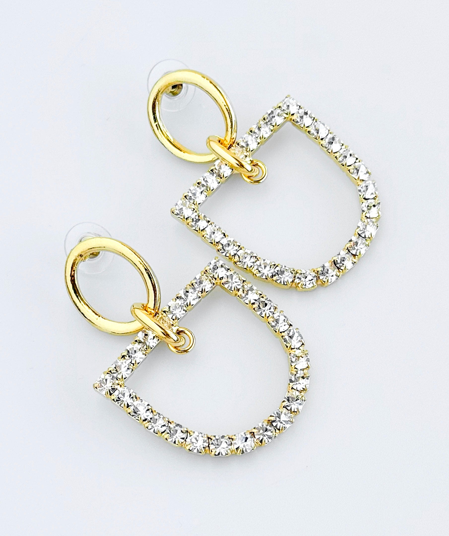 CZ Horsebit Earring-230 Jewelry-YOCHI-Coastal Bloom Boutique, find the trendiest versions of the popular styles and looks Located in Indialantic, FL