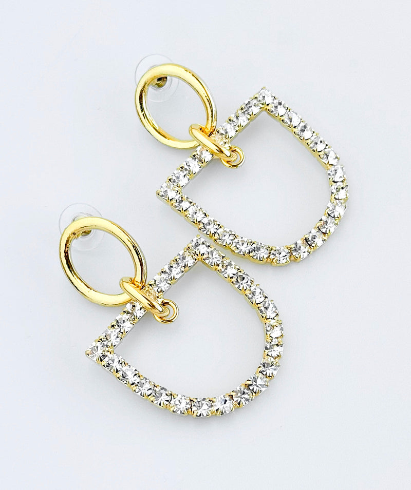 CZ Horsebit Earring-230 Jewelry-YOCHI-Coastal Bloom Boutique, find the trendiest versions of the popular styles and looks Located in Indialantic, FL