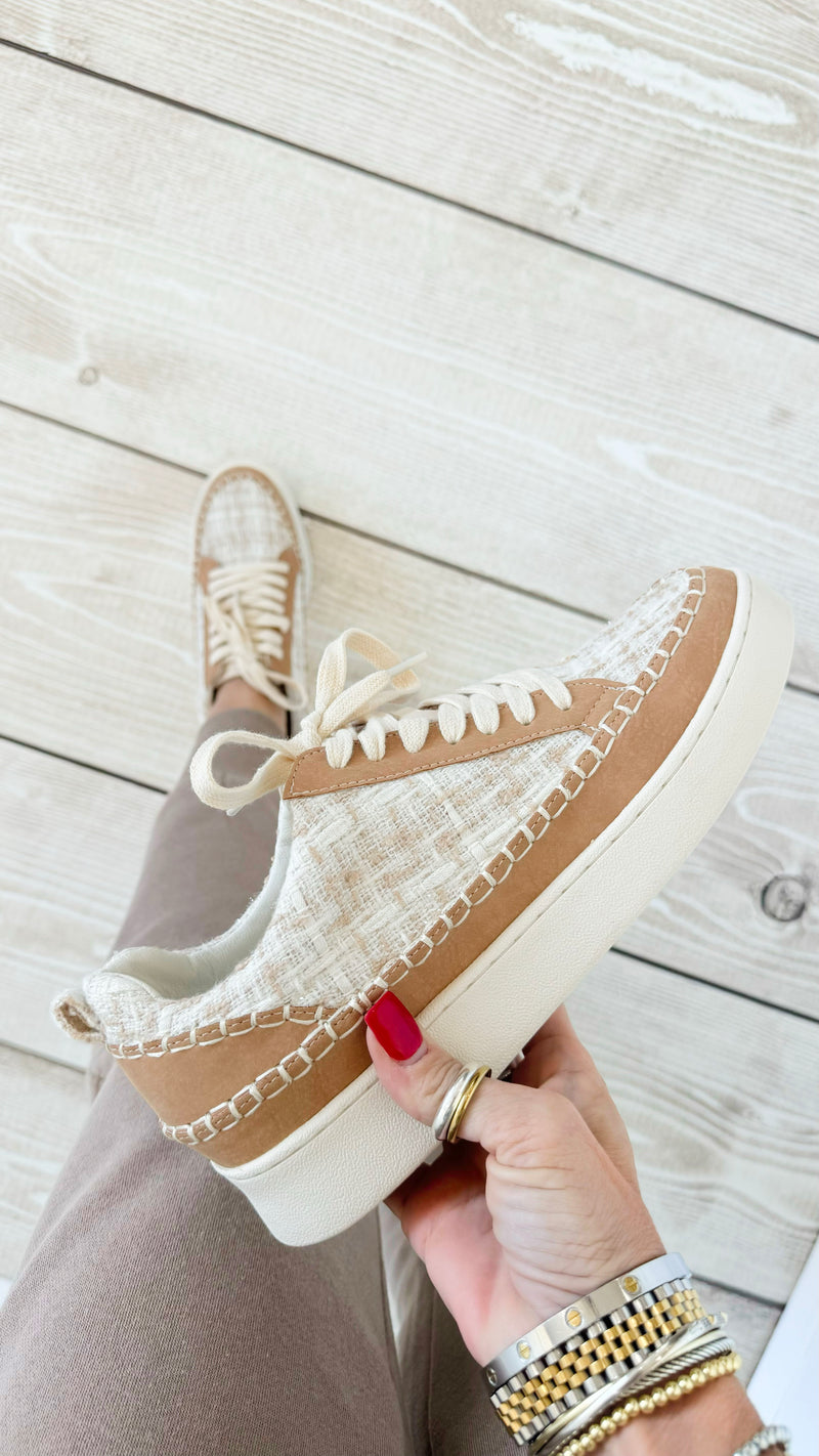 Tweed Luxe Lace-Up Sneakers-250 Shoes-Let's See Style-Coastal Bloom Boutique, find the trendiest versions of the popular styles and looks Located in Indialantic, FL