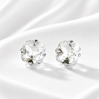 Square Cushion Stud Earrings - Clear - Katora