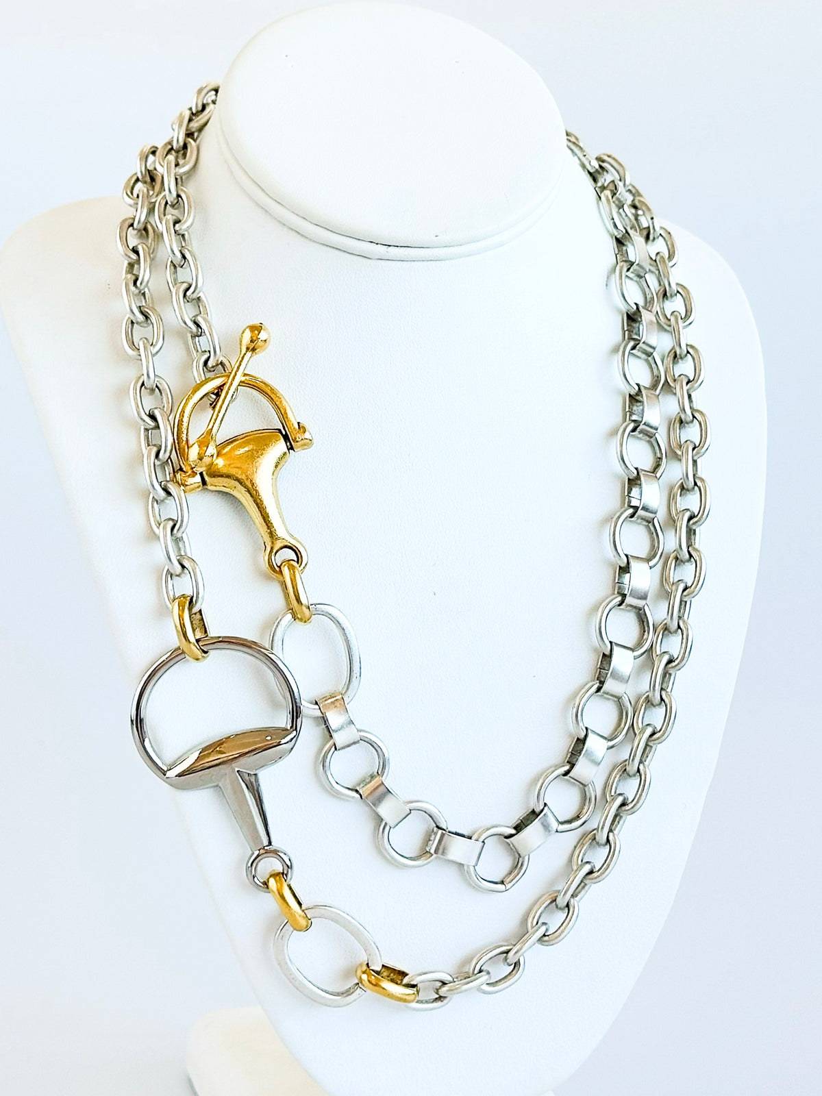 Chunky Horsebit Toggle Long Necklace-230 Jewelry-YOCHI-Coastal Bloom Boutique, find the trendiest versions of the popular styles and looks Located in Indialantic, FL