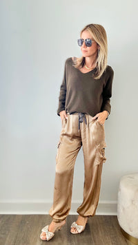Sheen Cargo Italian Pant - Camel-180 Joggers-Look Mode-Coastal Bloom Boutique, find the trendiest versions of the popular styles and looks Located in Indialantic, FL