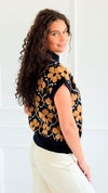 Flora Drama Knit Pullover-110 short Sleeve Top-ENTRO-Coastal Bloom Boutique, find the trendiest versions of the popular styles and looks Located in Indialantic, FL