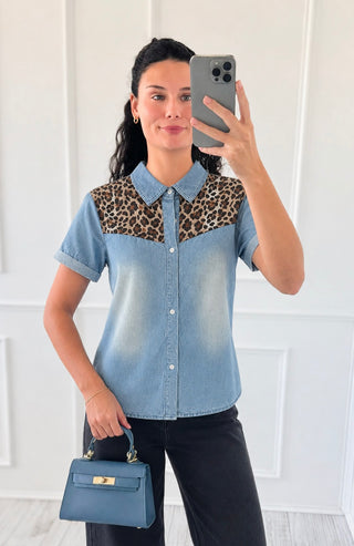 Wild Weekend Button Down Top - Myosotis